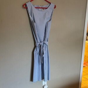 Anne Klein Blue and White Striped Midi Dress
